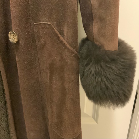 Dark Brown Shearling Full Length Coat - Picture 4 of 12